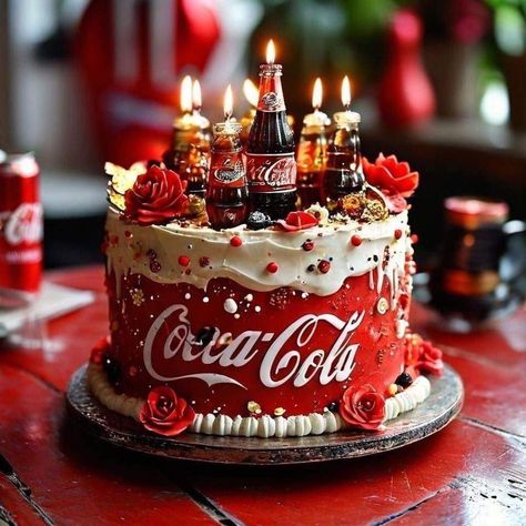 Coke Cake, Cola Cake, Happy Birthday Cake Images, Creative Cake Decorating, Creative Birthday Cakes, Beautiful Birthday Cakes, Crazy Cakes, Pretty Birthday Cakes, Cake Lover