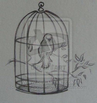 Birdcage Drawing, Bird Cage Art, White Bird Tattoos, Cage Art, Small Bird Tattoos, Red Bird Tattoos, Tiny Bird Tattoos, Bird Paintings On Canvas, Bird In A Cage