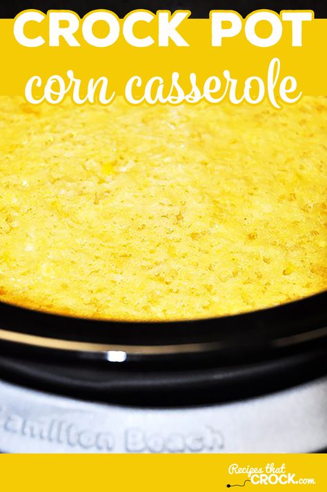 Do you love a good corn casserole (corn pudding or spoon bread)? Or are you looking for a fantastic side to bring to Thanksgiving or Christmas dinner? This Crock Pot Corn Casserole recipe is phenomenal... and as someone who is VERY serious about her corn casseroles, that says a lot! #CrockPot #CornCasserole #FamilyDinner via @recipescrock Corn Pudding Crockpot, Crock Pot Corn Casserole, Corn Casseroles, Slow Cooker Corn Casserole, Corn Casserole Crockpot, Slow Cooker Holiday Recipes, Crockpot Corn, Sweet Corn Casserole, Casserole Crockpot Recipes