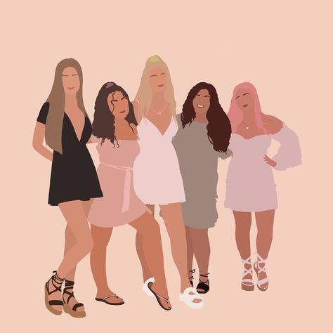 Time Stop Illustration on Instagram: “Girl Squad 👯‍♀️👯‍♀️👯‍♀️ #digitalart #digitalportraitart #portraitart #digitalart #drawing #art #sketch #digitalillustration…” Stop Illustration, Simply Doodle, Girls Squad, Night Illustration, Best Friends Cartoon, Friends Illustration, Boy Illustration, 5 Girls, Cute Sketches