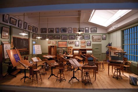 The National Museum of Toys and Miniatures – Kansas City, Missouri - Atlas Obscura Architecture Classroom, Dark Academia School, Boarding School Aesthetic, School Interior, Wood Parquet, Dream School, School Room, School Building, Boarding School