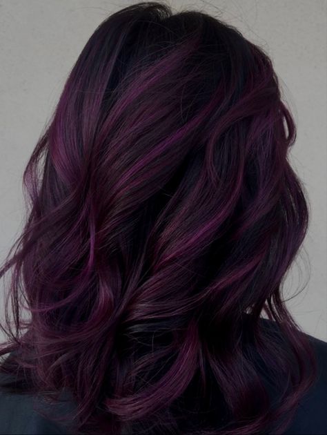 Violet Highlights On Dark Hair, Dark Purple Hair With Brown, Purple Hair Men, Dark Purple Hair Color Ideas, Overtone Hair Color, Purple Hair Tips, Hair Swatches, Purple Hairstyles, Deep Purple Hair