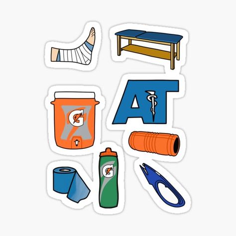 Athletic Trainer Stickers | Redbubble Athletic Therapy, Athletic Training Sports Medicine, Physical Therapy Humor, Sports Physical Therapy, Training Quotes, Trainers Outfit, Athletic Trainer, Kinesiology Taping, Nurse Study Notes