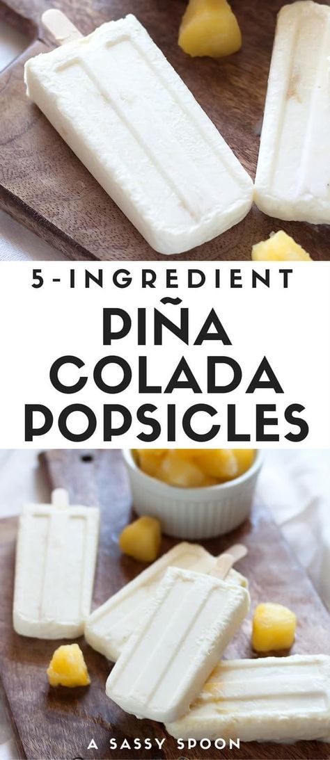 Pina Colada Popsicles, Coconut Popsicles, Boozy Popsicles, Resep Smoothie, Vegan Drinks, Homemade Popsicles, Popsicle Recipes, Pineapple Coconut, 2 Ingredient