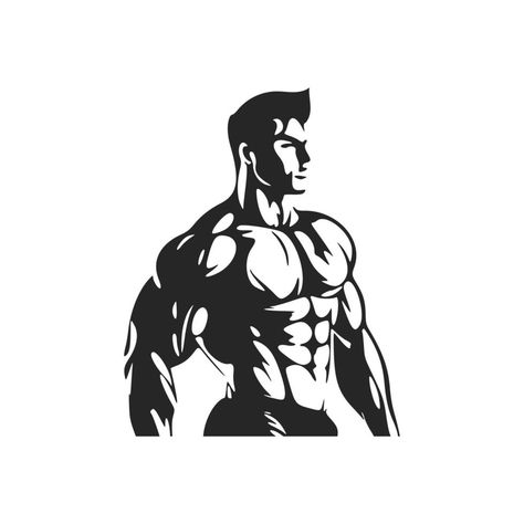 Universal Black and white logo with the image of a sports man. Good for the gym. Builder Tattoo, Taurus Logo, Logos Gym, Bodybuilding Logo, Logo Fitness, Z Tattoo, Photoshop Course, Hero Logo, Black And White Logo