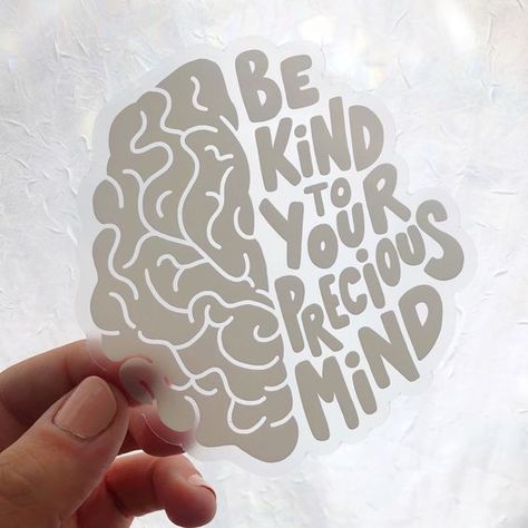 Be Kind To Your Precious Mind CLEAR Die-cut Vinyl Sticker / Big Sticker / Small Gift / Cute Sticker / Brain / Laptop Sticker / Water bottle Sticker #sticker Stickers #stickers freesticker #freesticker freestickers #freestickers free download sticker #freedownloadsticker 11.256 Where To Put Stickers Ideas, Aesthetic Water Bottle Stickers, Vinyl Water Bottle Ideas, Cricut Water Bottle Vinyl Decals, Things To Put Stickers On, Places To Put Stickers, Vinyl Crafts To Sell, Cool Sticker Ideas, Wellness Stickers