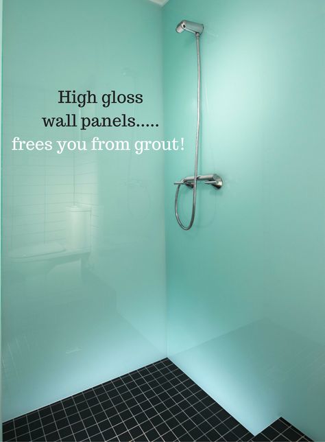 Wouldn't it be excellent to be able to stop cleaning the grout off your shower walls? Love this idea of high gloss grout free shower wall panels. This glacier color is sleek, cool and easy to clean. Get 7 ways for a simpler shower in this article. Clean Bathroom Grout, Steampunk Kitchen, Shower Grout, Paneling Makeover, Glass Shower Wall, Shower Remodel Diy, Bathroom Shower Panels, Panel Ideas, Bathroom Shower Walls