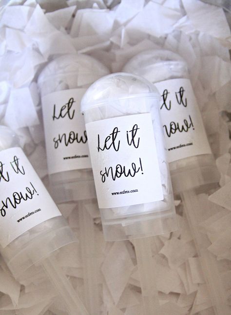 6 Fabulously Festive Winter Wedding Favour Ideas | OneFabDay.com Snow Confetti, Confetti Poppers, Fun Wedding Decor, Winter Wedding Favors, Boda Diy, Elegant Winter Wedding, Wedding Send Off, Party Poppers, Push Pop