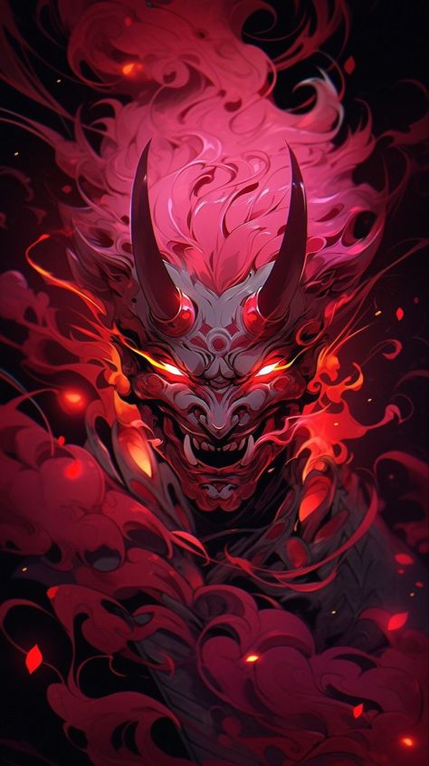 Red demon hd wallpaper Iphone, Anime, Mask, Red