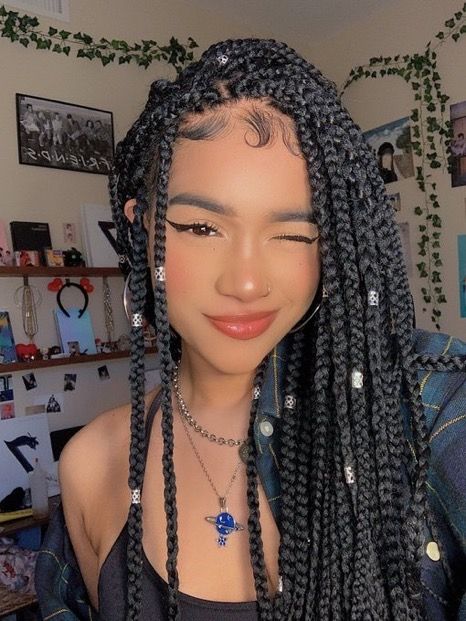 Braids For 3b Curly Hair, Medium Braids Hairstyles, Aesthetic Box Braids, Natural Box Braids, Tia Hair, Female Hairstyles, Cute Box Braids, Twisted Hair, Cute Box Braids Hairstyles