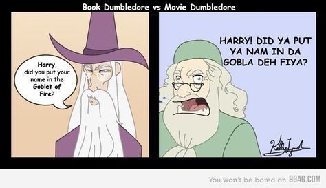 Love this. It's always bothered me greatly. They made Dumbledore seem raving mad in the movie Books Vs Movies, Felix Felicis, Yer A Wizard Harry, The Goblet Of Fire, Newt Scamander, Goblet Of Fire, Eddie Redmayne, Movie Memes, Harry Potter Love