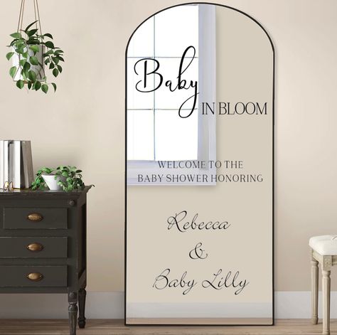 Sign Aesthetic, Mirror Decals, Aesthetic Baby, Wedding Mirror, Shower Mirror, Baby In Bloom, Mirror Decal, Minimalist Baby, Bloom Baby