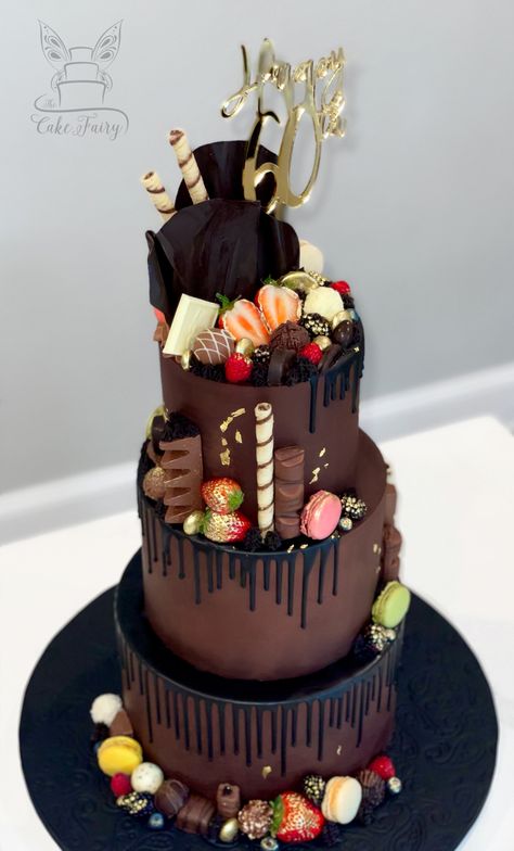 3 Tier Birthday Cake For Man, 3 Tier Cake For Men, 3 Tier Chocolate Cake, Birthday Cake With Chocolate, Chocolate Explosion Cake, 3 Tier Birthday Cake, Wild One Bday, Man Birthday Cake, Cake 3 Tier