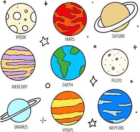 Galaxy Drawings, Tata Surya, Planet Painting, Planet Drawing, Earth Drawings, Space Drawings, Cute Easy Doodles, Kraf Diy, Easy Doodle Art