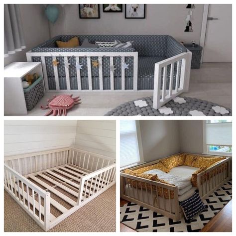 Nursery Ideas Floor Bed, Nursery With Floor Bed, Floor Crib Bed, Baby Floor Bed Ideas, Toddler Bed Ideas For Boys, Toddler Bed On Floor Ideas, 2 Under 2 Bedroom Ideas, Diy Toddler Bed On Floor, Floor Bed Nursery