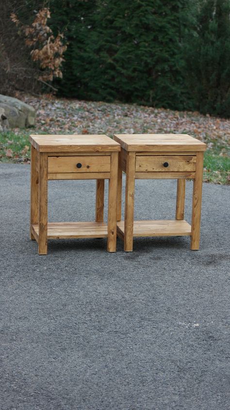 Set of 2 Rustic Farmhouse-style Bedside Cabinet W/drawer & Shelf for Your Bedroom or for a Great Gift / Set or Single - Etsy Primitive Night Stand, Unique End Tables Bedroom, Rustic Chic Nightstand, Farmhouse Style Nightstand, Diy Wooden Nightstand, Nightstand Cottagecore, Modern Farmhouse Bedroom Lamps, Small Nightstand Ideas Bedside Tables, Cute Side Tables For Bedroom