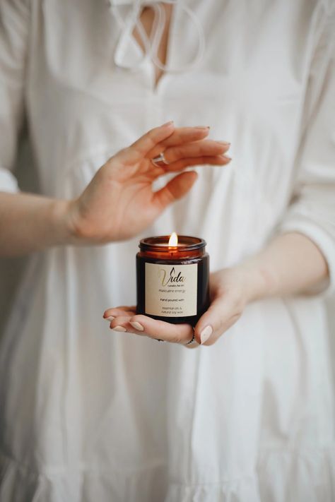 Candle Model Photography, Person Holding Candle, Candle Photoshoot Ideas, Masculine Candle, Candle Photography Ideas, Hand Modeling, Woman In White Dress, Candle Photoshoot, Free Person