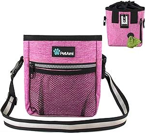 PetAmi Dog Treat Pouch, Pet Treat Pouch for Training, Dog Walking Bag Holder for Kibbles, Pet Food Toy, Dog Trainer Essentials Supplies, Poop Bag Dispenser, 3 Ways to Wear (Pink) Shoulder Training, Pet Treat, Dog Treat Bag, 3 Ways To Wear, Dog Treat Pouch, Potty Time, Dog Training Treats, Dog Walking Bag, Walking Bag