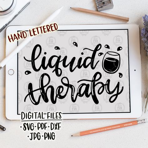 Liquid Therapy, Therapy Fun, Book Club Reads, Wine Quotes Funny, Hand Drawn Lettering, Wine Quotes, Diy Vinyl, Good Humor, Wine Lover