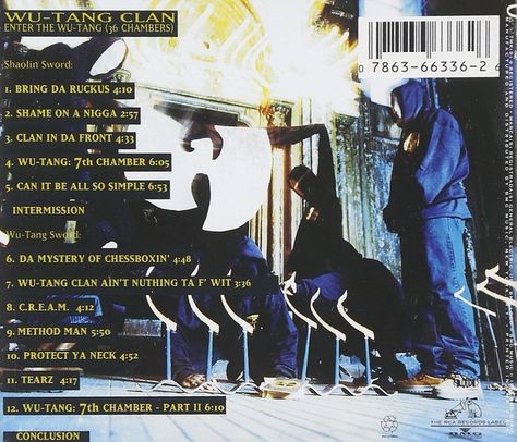 Wu-Tang Clan – Enter the Wu-Tang (36 Chambers) – 1993 – Hip Hop (Back cover) Wu Tang 36 Chambers, Hiphop 90s, 36 Chambers, 90s Rappers, Method Man, Wu Tang Clan, Music Album Covers, Wu Tang, Music Album