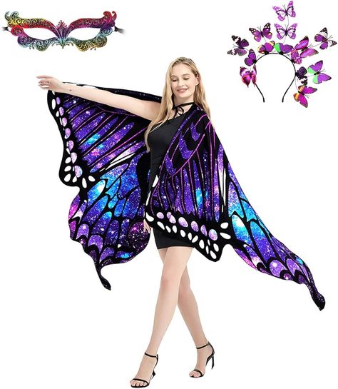 Amazon.com: plainshe Butterfly Wings Double-Sided, Fairy Wings for Adults, Halloween Costumes for Women, 3PCS Butterfly Cape Set. : Clothing, Shoes & Jewelry Adults Halloween Costumes, Costume For Women Halloween, Adult Fairy Costume, Fairy Costume Women, Butterfly Wings Costume, Adult Women Halloween Costumes, Cape Set, Fairy Halloween Costumes, Butterfly Costume