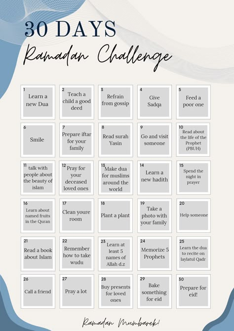 ☪︎ 30 Days Ramadan Challenge! 2024ipadplanner Good Deeds To Do In Ramadan, 30 Good Deeds For Ramadan, 30 Day Islamic Challenge, Ramzan 30 Days Challenge, Ramadan Bucket List, Tips For Ramadan, Islamic Goals For New Year, 2024 Islamic Goals, Months In Islam