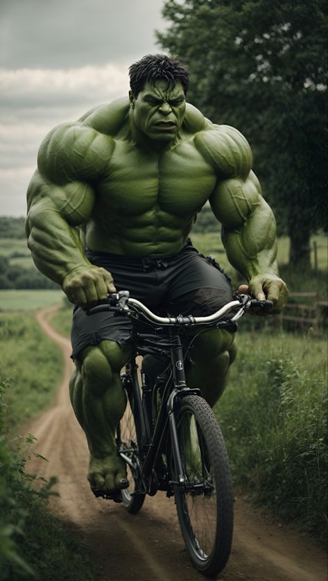 Hulk Artwork, Hulk Art, Image Moto, Riding A Bicycle, Red Hulk, Comic Company, Hulk Avengers, Marvel Superhero Posters, Hero Poster