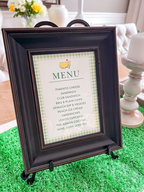 masters party menu misscrystalblog Masters Themed 1st Birthday Party, Masters Themed Food, Golf Rehearsal Dinner Ideas, Mastered One Birthday, Masters Baby Shower Ideas, Mastered First Year Birthday Party Golf, Masters Golf First Birthday Party, Mastered His First Year Party, Masters First Birthday