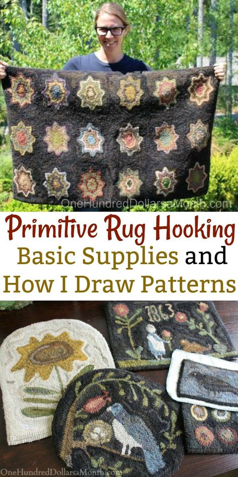 Karpet Perca, Rug Hooking Tutorial, Rug Hooking Patterns Primitive, Primitive Rug Hooking, Rug Hooking Kits, Hooked Rugs Primitive, Rug Hooking Designs, Primitive Rugs, Latch Hook Rugs