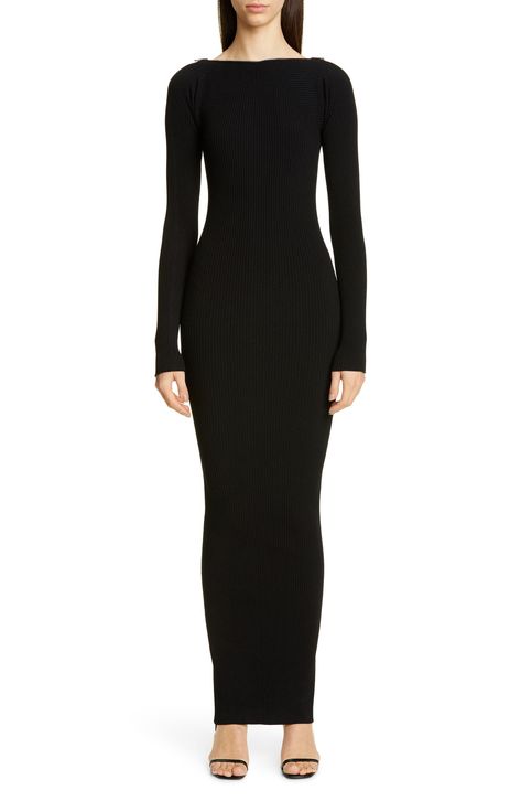 Alexander Wang Zipper-Neck Long-Sleeved Ribbed Maxi Sweater Dress Kylie Jenner Maxi Dress, Maxi Sweater Dress, Ribbed Bodycon Midi Dress, Hobble Skirt, Maxi Sweater, Zipper Neck, Ribbed Maxi Dress, Stylish Fall Outfits, Sweater Maxi Dress