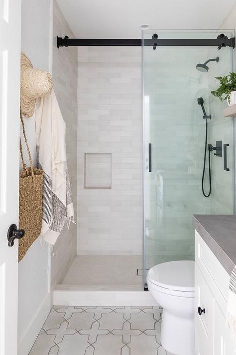 Cottage Showers, Salt Interiors, Cottage Style Bathrooms, Pure Salt Interiors, Beach Style Bathroom, Bathroom Shower Doors, Pure Salt, Color Boards, Primary Bath