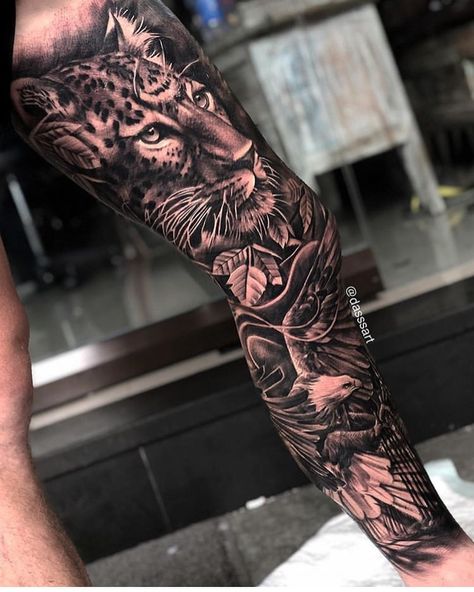 Animal Tattoo Leg Sleeve, Jungle Leg Sleeve, Jungle Tattoo Ideas, Tattoo Lions, Half Sleeve Tattoos Sketches, Jungle Tattoo, Tiger Tattoo Sleeve, Animal Sleeve Tattoo, Lion Tattoo Sleeves