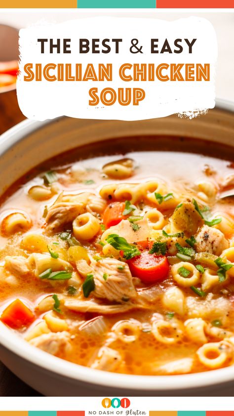 Discover the warmth of Sicily in a bowl with this Sicilian Chicken Soup! A recipe that's both hearty and heartwarming, perfect for those cozy evenings. Filled with rich flavors, fresh vegetables, and tender chicken, it's a taste of Italian comfort food at its finest. This Sicilian Chicken Soup is not just a meal, but a journey through the rustic countryside of Sicily. The aroma, the flavors, the sheer joy of cooking – it's all here. Share with family and savor every spoonful! Sicilian Chicken Soup Recipes, Spicy Sicilian Chicken Soup, Italian Chicken Soup Crockpot, Chicken Soup Italian, Copycat Carrabbas Sicilian Chicken Soup, Italian Chicken Noodle Soup Recipes, Chicken Pizzoli Soup, Sicilian Chicken Soup Crockpot, Slow Cooker Italian Summer Soup