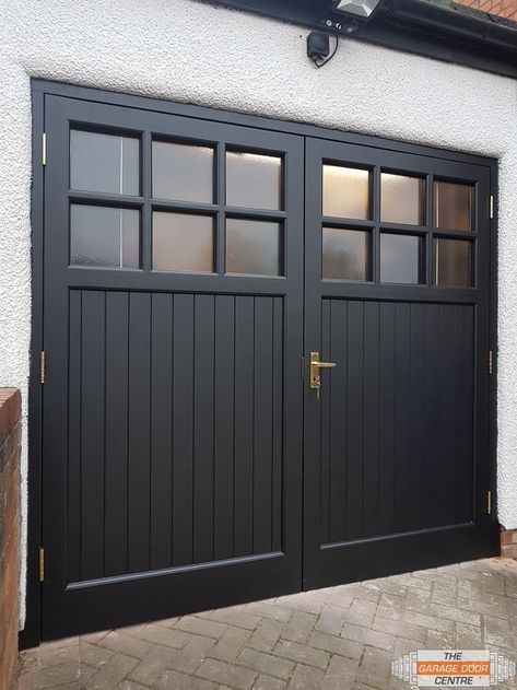 Solid ribbed horizontal side hinged garage door, kitted out with these fantastic mock-leaded windows.

🌱A brilliant touch to add to an otherwise sleek and modern door, bringing a classic glimpse of style, as well as the entry of natural light into the garage.

Swipe right to see the difference in transformation work 1930s Garage Door, Garage Doors Painted, Garage Doors Uk, Hinged Garage Doors, Doors Pictures, Timber Garage Door, Timber Frame Garage, Side Hinged Garage Doors, 1930s Semi