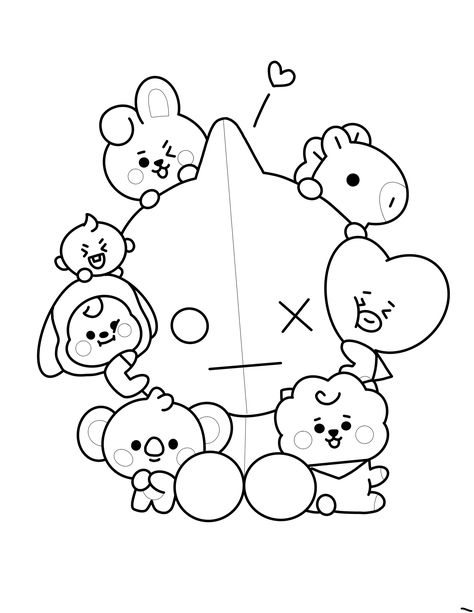 Bt21 Drawing Easy, Bts Drawings Easy Cute, I Bis Paint, Bts Tattoos, Kpop Drawings, Cute Doodles Drawings, Bts Drawings, Cute Easy Drawings, Cute Coloring Pages