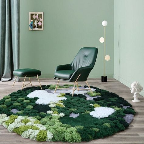 Md Room, Wool Rugs Living Room, Round Bedside, Moss Rug, Round Living Room, Hippie Lifestyle, Modern Hippie, Bedside Rug, Kids Bedrooms