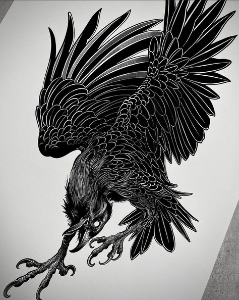 Acab Tattoo, Crow Tattoo Design, Crow Tattoo, Raven Tattoo, Dark Art Tattoo, Tattoo Style Drawings, Tattoo Art Drawings, Dark Tattoo, Black Ink Tattoos