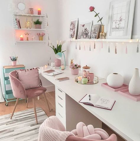 Dekorasi Kamar Tidur, Study Room Decor, Girl Bedroom Designs, Teen Bedroom Decor, Girl Bedroom Decor, Room Design Bedroom, Home Office Space, Room Inspiration Bedroom, Room Ideas Bedroom