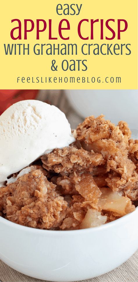 Apple Crisp Graham Cracker, Apple Crisp Graham Cracker Crust, Apple Crisp With Graham Crackers, Fruity Deserts, Healthy Crumble, The Best Apple Crisp, Apple Crisp With Oatmeal, Slow Cooker Apple Crisp, Homemade Apple Crisp