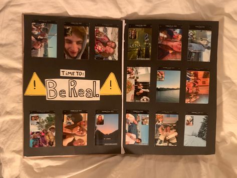 Albums For Best Friends, Best Friend Photo Album Ideas Memories, Boyfriend Year Book, Black Page Scrapbook Ideas, Be Real Scrapbook Page, Bereal Scrapbook Page, Scrapbook Ideas For Your Best Friend, Teenage Scrapbook Bereal, Scrapbook Ideas Without Photos