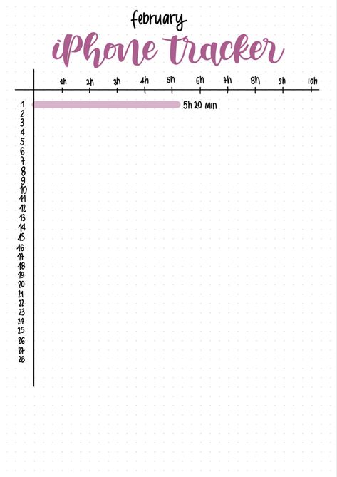 Iphone tracker bujo idea #iphonetracker #aesthetic #bulletjournal #bujoideas #bulletjournalideas #bujoinspiration #february #februarybulletjournal #inspiration Phone Tracker Bullet Journal, Screen Time Tracker Bullet Journal, 2025 Bujo, Screen Time Tracker, Phone Tracker, Goodnotes Journal, Bullet Journal Work, February Bullet Journal, January Bullet Journal