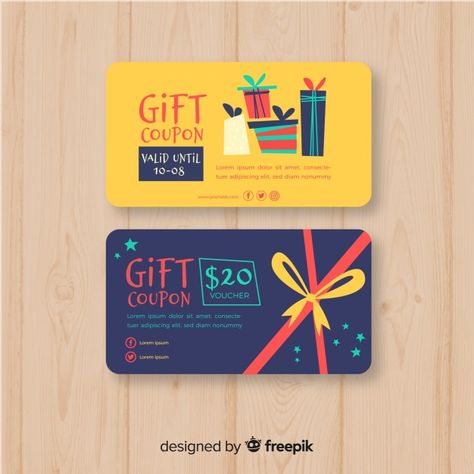 Creative coupon template | Premium Vector #Freepik #vector #banner #sale #gift #template Postcard Design Inspiration, Gift Voucher Design, Boo Gift, Gifts Banner, Voucher Design, Gift Card Template, Gift Card Design, Pharmacy Design, Visiting Card Design