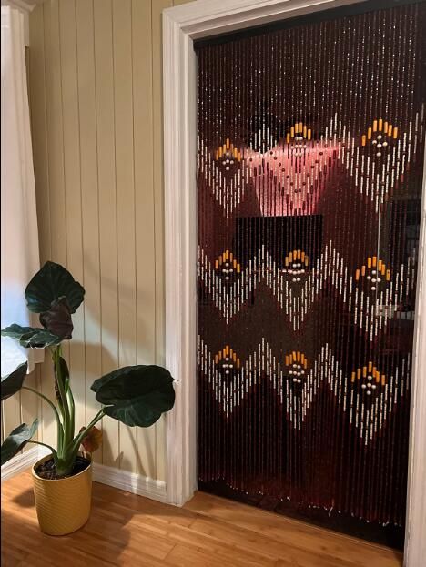 Osunnus Bamboo Beaded Curtain for Door Doorway Beads For Door, Wooden Bead Curtain Doorway, Beaded Curtain Doorway, Beaded Curtains Doorway, Beaded Door, Bamboo Beaded Curtains, Door House, Door Beads, Handmade Door