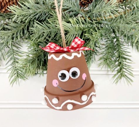 Mini Clay Pots, Terra Cotta Pot Crafts Diy, Potted Christmas Trees, Mini Clay, Coaster Crafts, Terra Cotta Pot Crafts, Ornament Craft, Christmas Crafts For Kids To Make, Gingerbread Ornaments