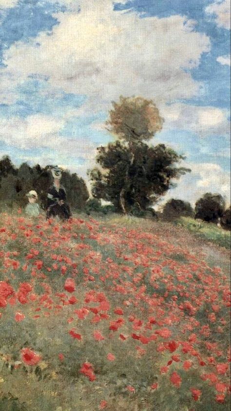 Claued Monet 1873 Claude Monet Poppy Field, Poppies Claude Monet, Easy Monet Paintings, Monet Lockscreen, Monet Poppies, Monet Paintings Wallpaper, Monet Poppy Field, Monet Wallpaper, Famous Impressionist Paintings