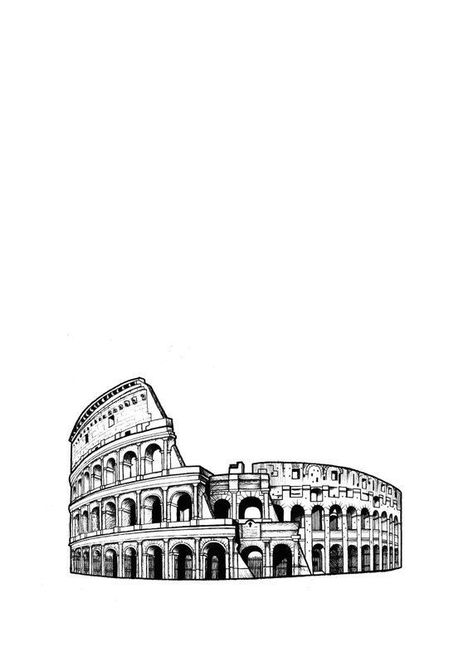 Colosseum Tattoo Design, A5 Drawings, Landmark Drawings, Coliseum Tattoo, Colosseum Tattoo, Italian Landmarks, Italian Drawings, Building Tattoo, Statue Tattoo