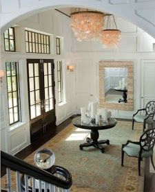 ciao! newport beach: foyer love French Country Staircase, Staircase Entryway Ideas, Country Staircase, Grayson Manor, Traditional Entryway, Foyer Lighting Fixtures, Foyer Entrance, Large Foyer, Walnut Floors