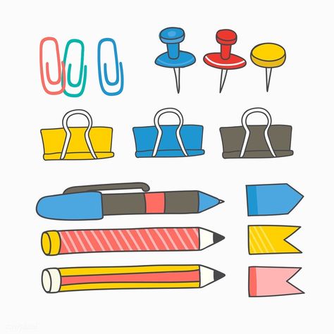 Paper Clip Drawing, Ideas Con Clips, Pen Doodles, Colorful Stationery, Doodle Vector, Bullet Journal Banner, Note Doodles, Memo Paper, Doodle Inspiration