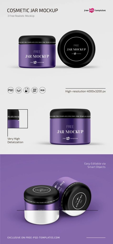 Free PSD Cosmetic Jar Mockup Set | Free PSD Templates Cosmetic Mockup Free, Skincare Mockup, Cosmetics Mockup, Jar Mockup, Cosmetic Packaging Design, Care Box, Psd Template Free, Cosmetic Containers, Bottle Mockup