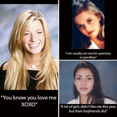 School Yearbook Photos, Best Yearbook Quotes, Very Funny Quotes, Funny Yearbook Quotes, Funny Yearbook, Celebrity Yearbook Photos, Yearbook Photo, Senior Quotes Funny, Celebrity Yearbook